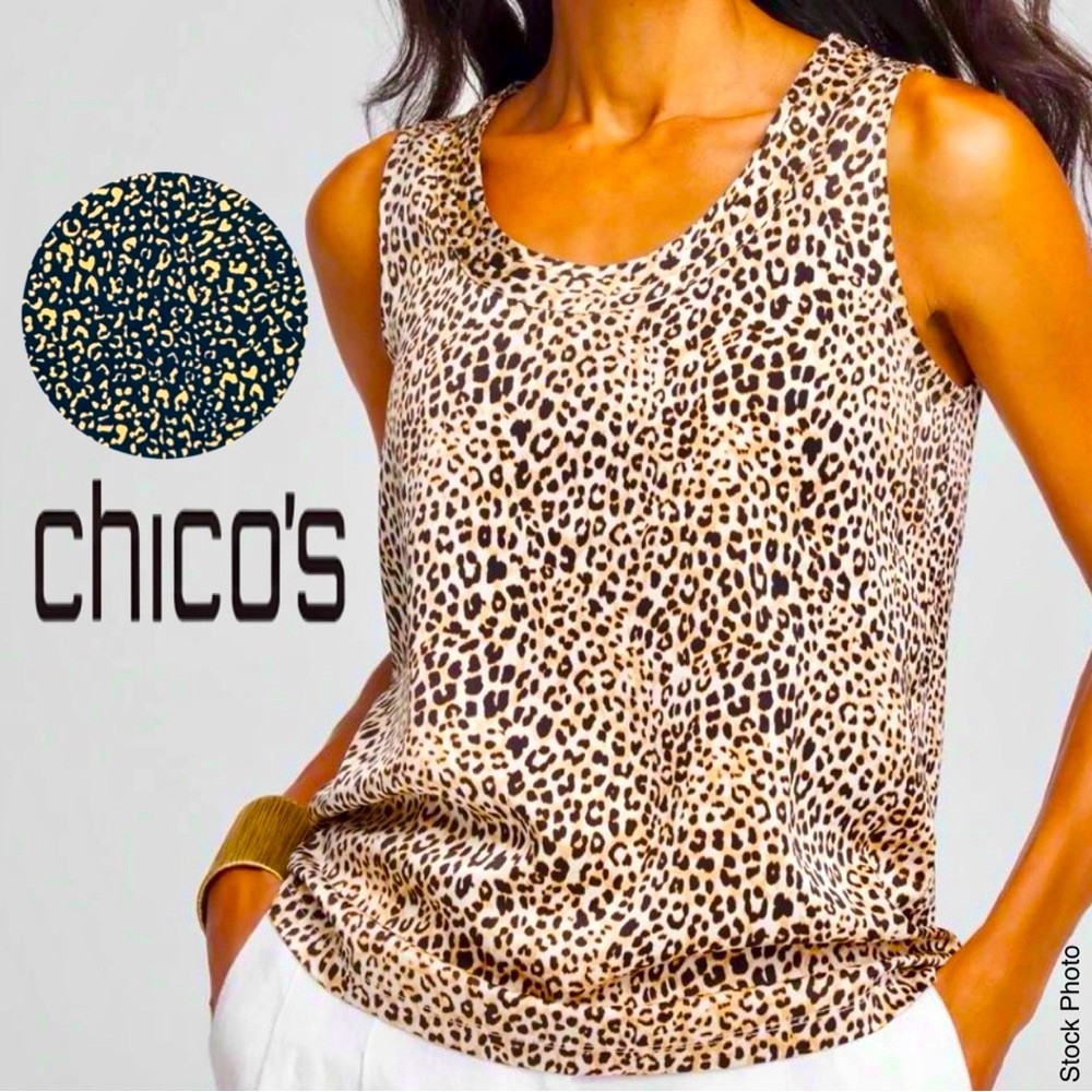 Chico’s Scoop Neck Tank Top Black Tan (16/18) - Picture 14 of 15